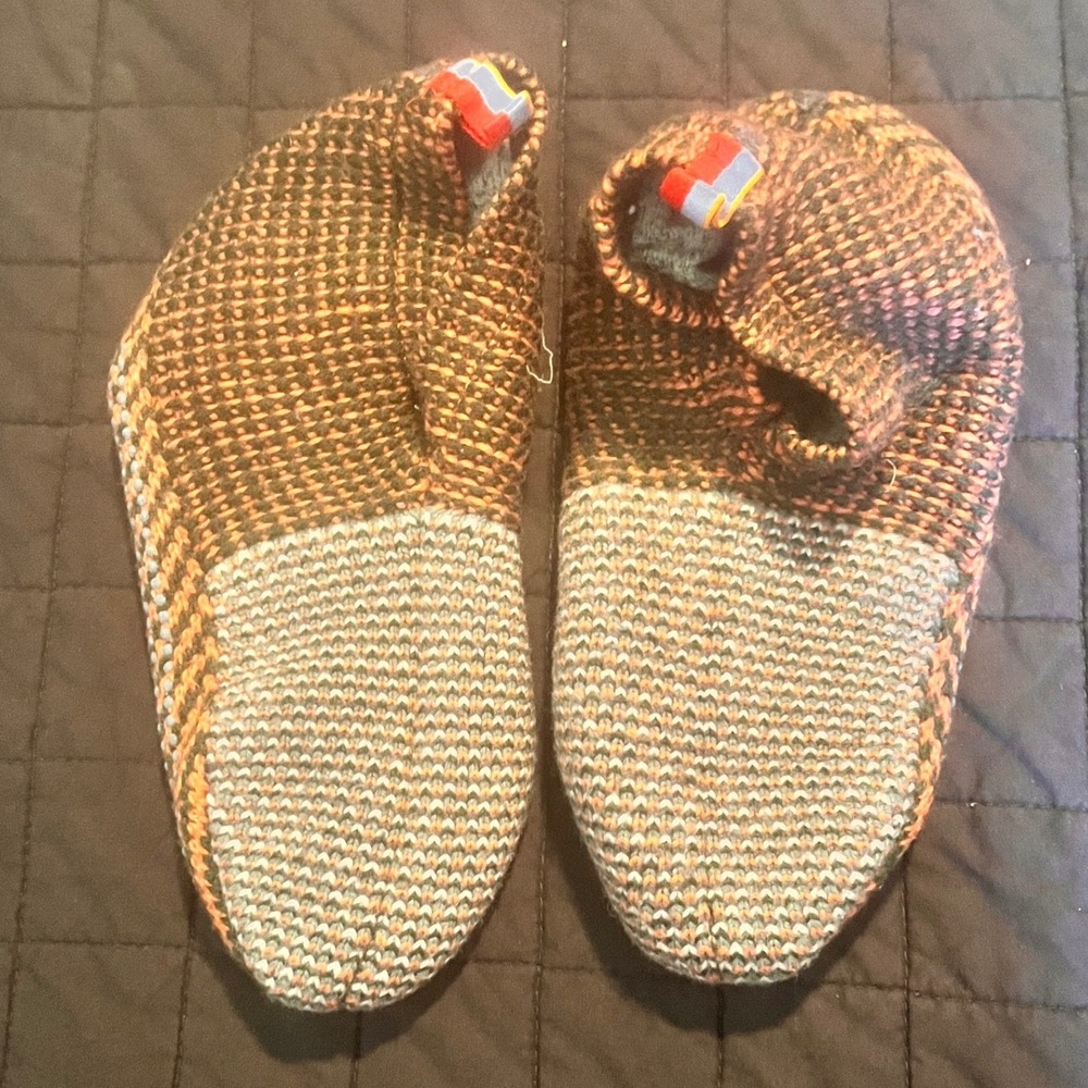 Bombas Gripper Slippers‎ Orange Brown Grey Knit Non-Slip House Shoes Booties